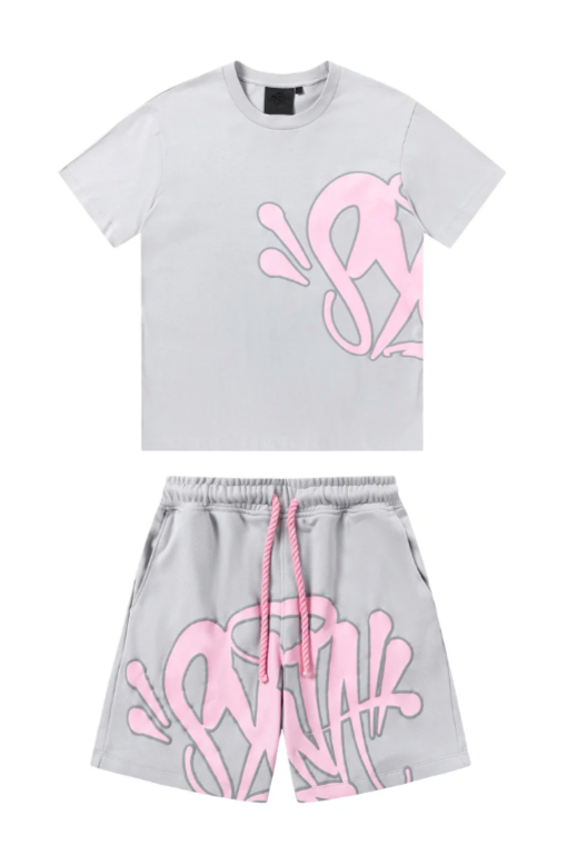 Graffiti Short Set Pink Grey